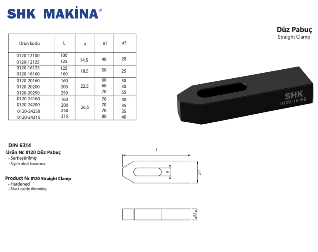 Düz Pabuç / Straight Clamp
