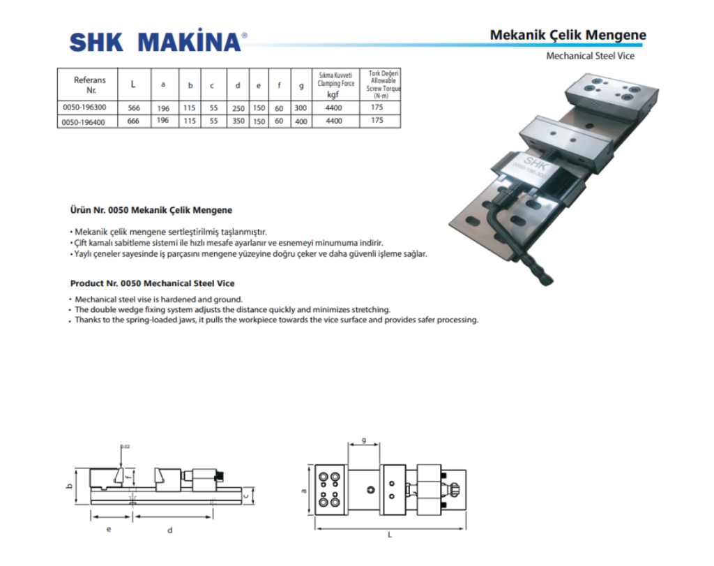 Mekanik Çelik Mengene Mechanical Steel Vice