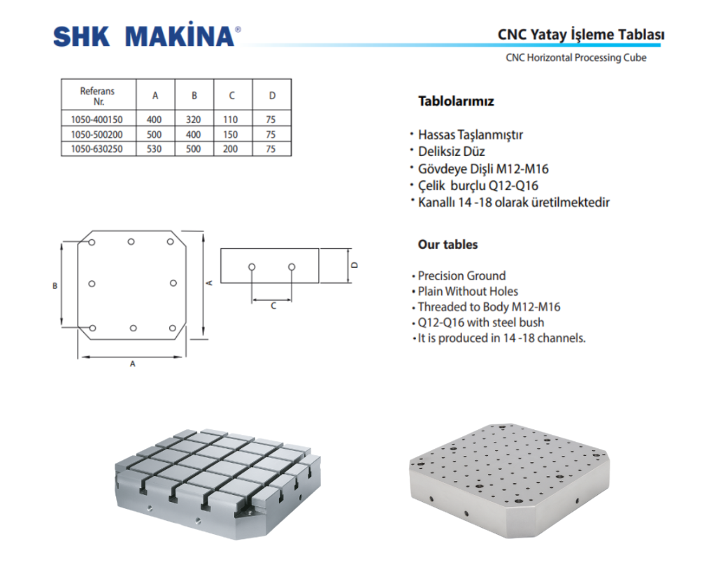 CNC Yatay İşleme Tablası CNC Horizontal Processing Cube