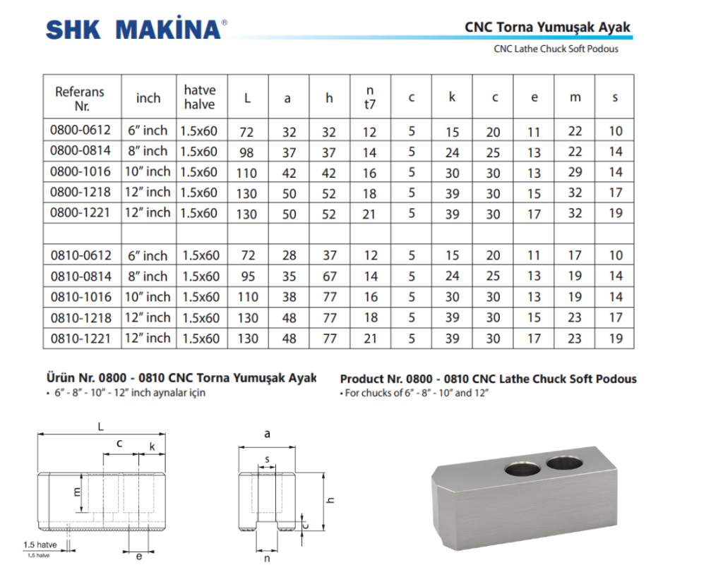 CNC Torna Yumuşak Ayak / CNC Lathe Chuck Soft Podous