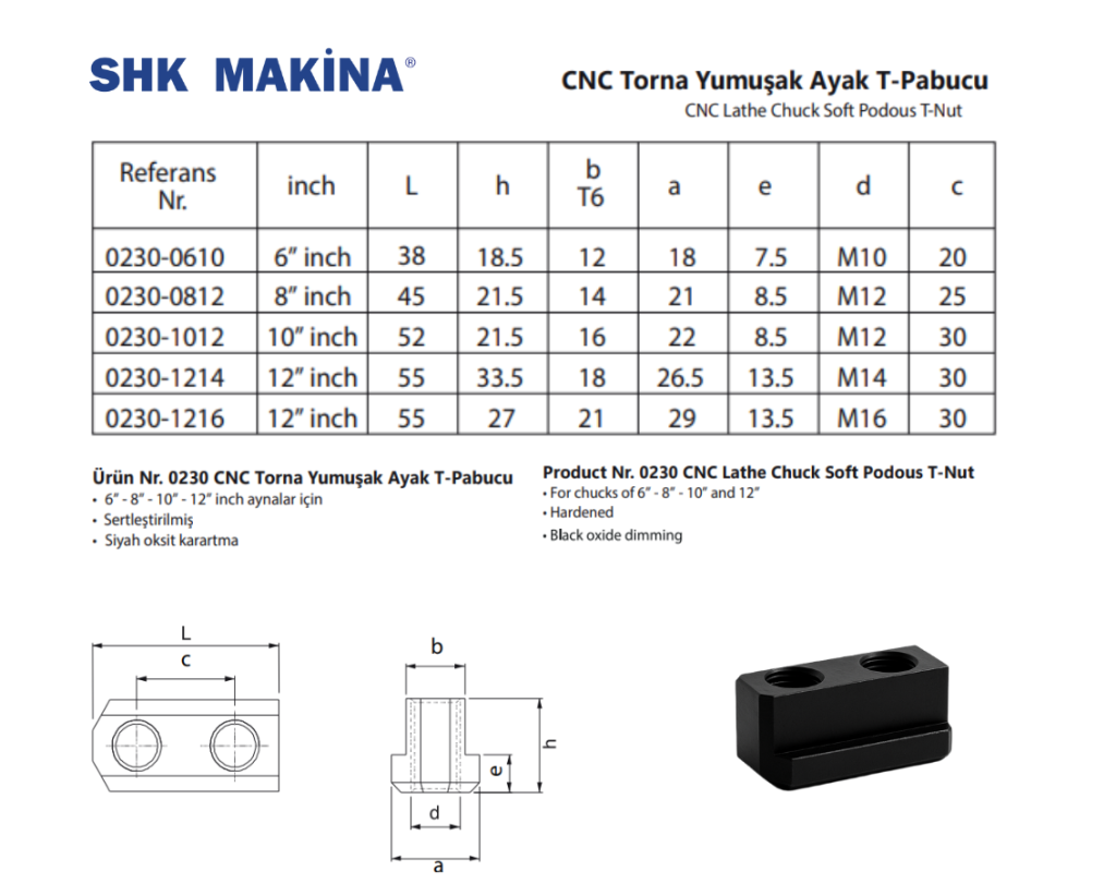 CNC Torna Yumuşak Ayak T-Pabucu / CNC Lathe Chuck Soft Podous T-Nut