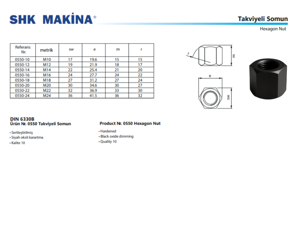 Takviyeli Somun / Hexagon Nut